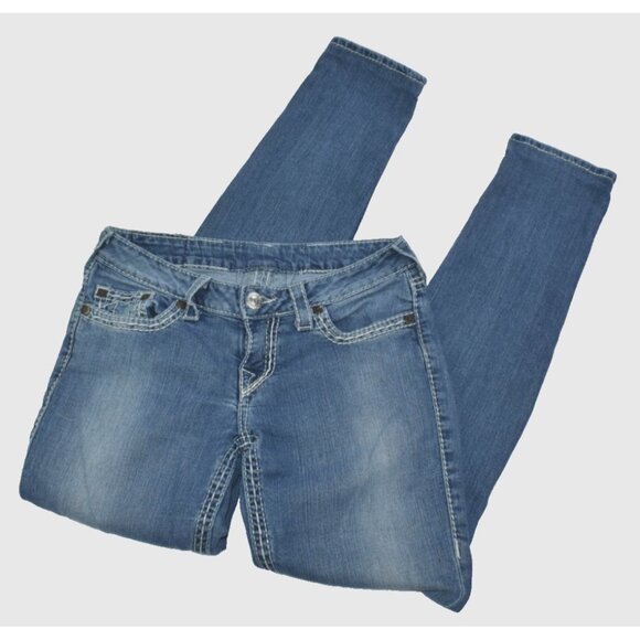 True Religion Women's Jeans Size 30 Blue Denim Skinny Stretch Pants - Picture 1 of 16